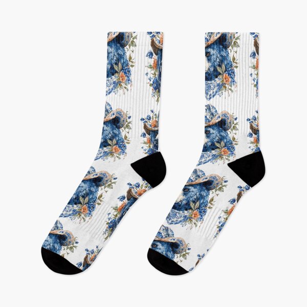 Item preview, Floral Cowboy Bear. Blue Bear with Floral Bandana and Cowboy Hat designed and sold by Anastasiia Yurevych.