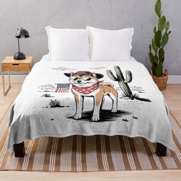 Item preview, 4th of July Patriotic Shiba Cowboy Dog USA Flag designed and sold by catsdothingz.