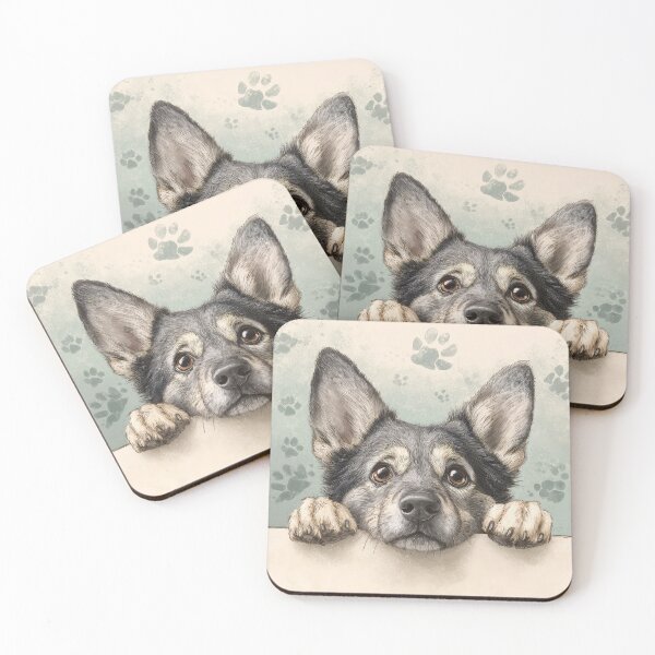 Item preview, Swedish Vallhund Peeking over Wall 01 designed and sold by Elisabeth Lucas.