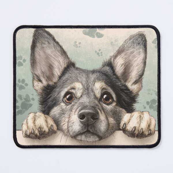 Item preview, Swedish Vallhund Peeking over Wall 01 designed and sold by Elisabeth Lucas.