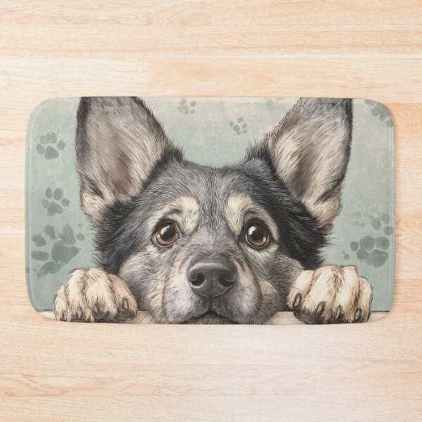 Item preview, Swedish Vallhund Peeking over Wall 01 designed and sold by Elisabeth Lucas.