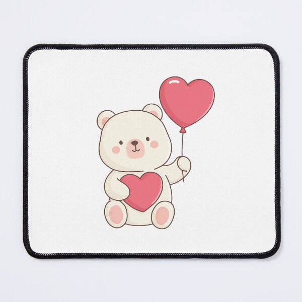 Item preview, Cute Valentine Bear with Heart Balloon designed and sold by BobaBunny76.