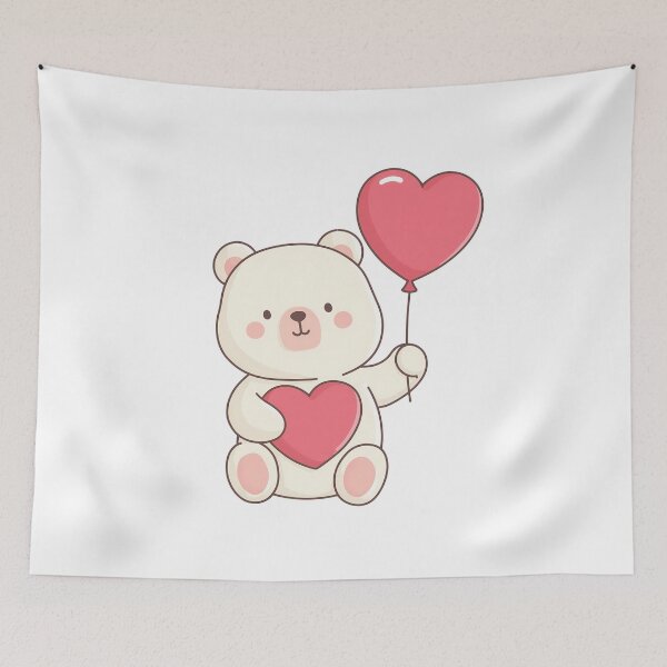 Item preview,  Cute Valentine Bear with Heart Balloon designed and sold by BobaBunny76.