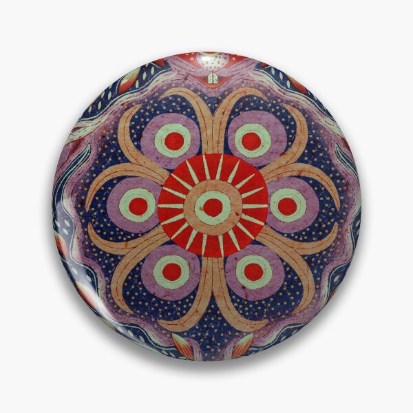 Item preview, Hare Field Blues – Ultramarine Blue + Chili Red Mandala Pattern • Boho Folk Art designed and sold by Jo Lenz Art Studio.