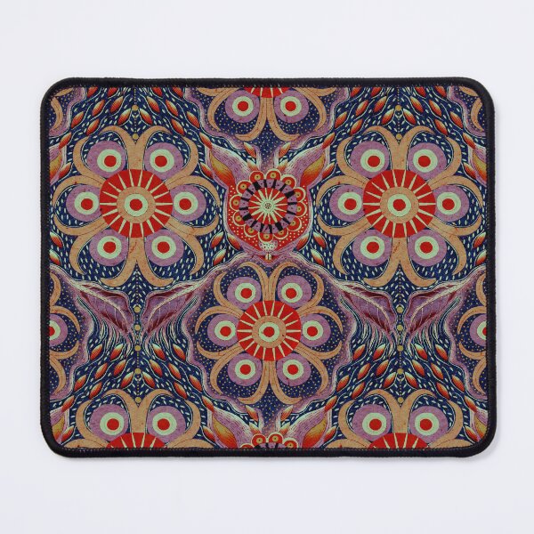 Item preview, Hare Field Blues – Ultramarine Blue + Chili Red Mandala Pattern • Boho Folk Art designed and sold by Jo Lenz Art Studio.