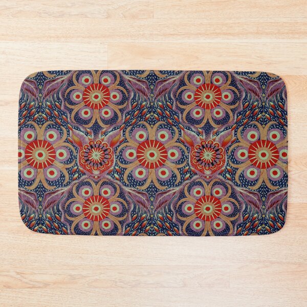 Item preview, Hare Field Blues – Ultramarine Blue + Chili Red Mandala Pattern • Boho Folk Art designed and sold by Jo Lenz Art Studio.