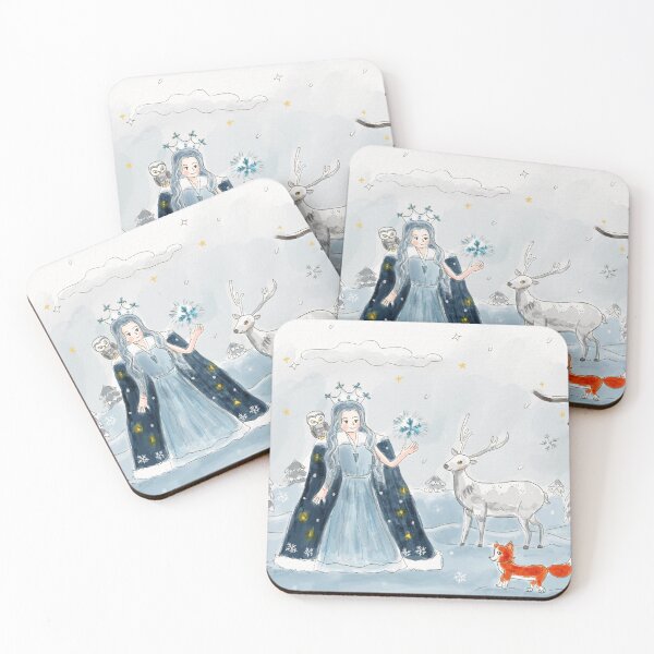 Item preview, Winter Queen with Reindeer and Forest Friends - Whimsical Snow Landscape Artwork designed and sold by Green2711.