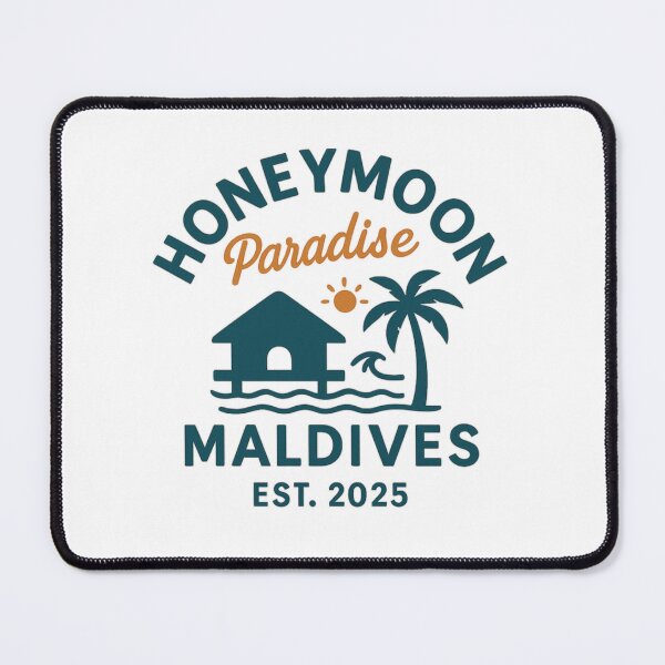 Item preview, Honeymoon Paradise Maldives EST. 2025 – Tropical Overwater Bungalow Logo for Couples & Travel Lovers designed and sold by Memorph.