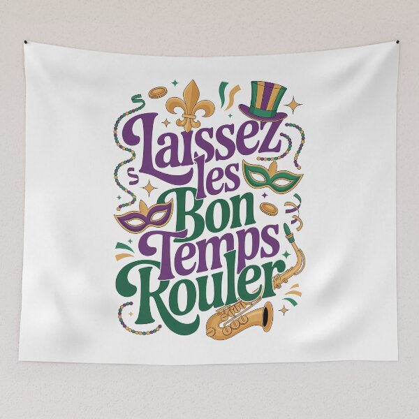 Aperçu de l'œuvre Laissez Les Bon Temps Rouler Masque Mardi Gras Perles Jazz Party Design créée et vendue par LiviuGligoros.