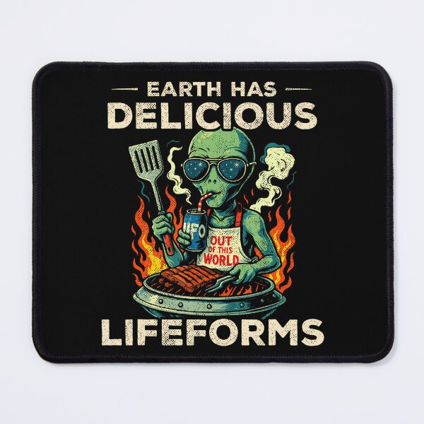 Item preview, Ufo Alien Spaceship Bbq Earth Lifeforms Funny Grilling designed and sold by DoraBlanche.