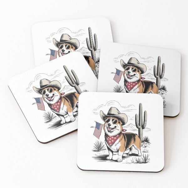 Item preview, Corgi 4th of July Patriotic Corgi Cowboy Dog USA Flag  designed and sold by catsdothingz.
