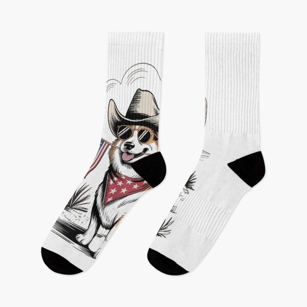 Item preview, Corgi 4th of July Patriotic Corgi Cowboy Dog USA Flag  designed and sold by catsdothingz.