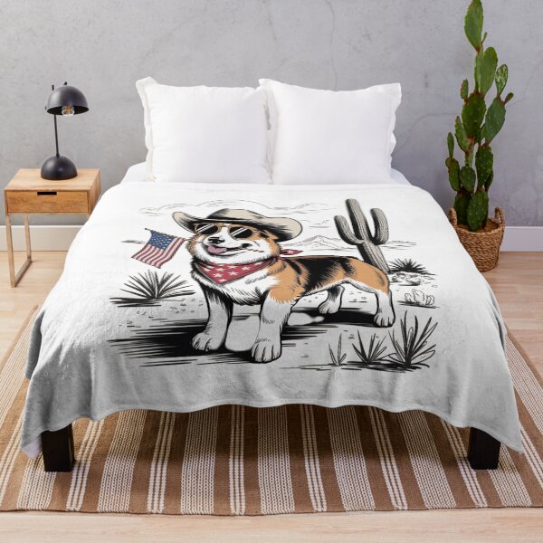 Item preview, Corgi 4th of July Patriotic Corgi Cowboy Dog USA Flag designed and sold by catsdothingz.