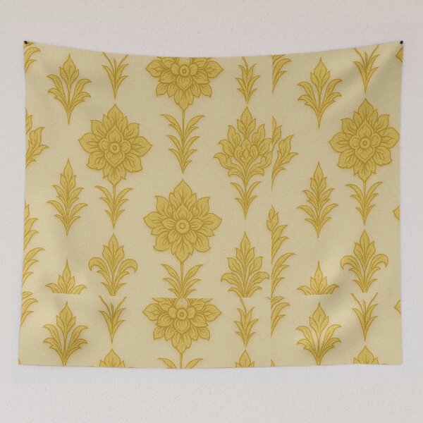 Item preview, Elegant Thai Floral Pattern – Gold Ornamental Lotus & Kanok Design designed and sold by Sksticker991.