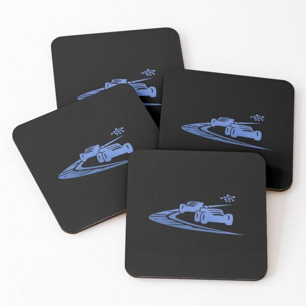 Item preview, Two race cars speeding through a sharp curve on a racetrack_8_Blue Paint designed and sold by Aariq.