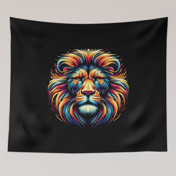 Item preview, Majestic Neon Watercolor Lion Head and Mane designed and sold by beast-net.