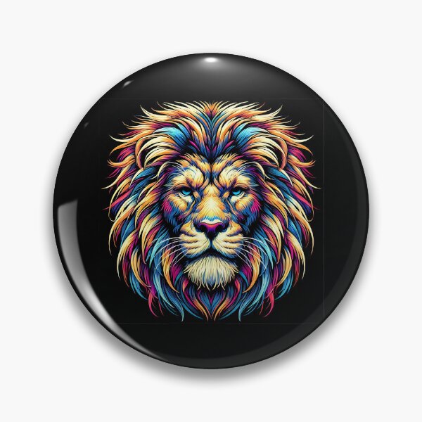 Item preview, Vibrant Colorful Lion Head with Majestic Flowing Mane designed and sold by beast-net.