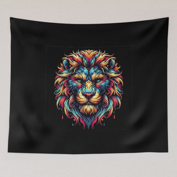 Item preview, Intricate Abstract Lion Head with Stylized Multi-Color Mane designed and sold by beast-net.