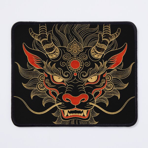 Item preview, Fierce Black and Gold Chinese Dragon Head with Red Accents designed and sold by zzz888.