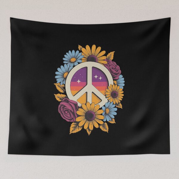 Item preview, Hippie Daisy Peace Sign Retro Flower Sunflower Lovers designed and sold by catsdothingz.