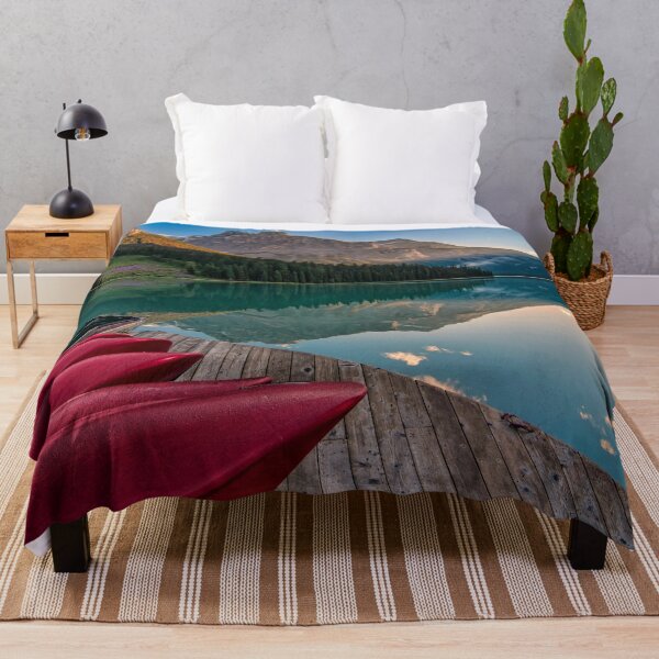 Item preview, Red Canoes on Sea Dock Near Calm Body of Water designed and sold by Ataqhin.