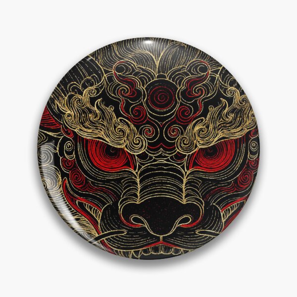 Artikelvorschau, Wilder rotäugiger goldener Drachenkopf Schwarze Kunst entworfen und verkauft von zzz888.