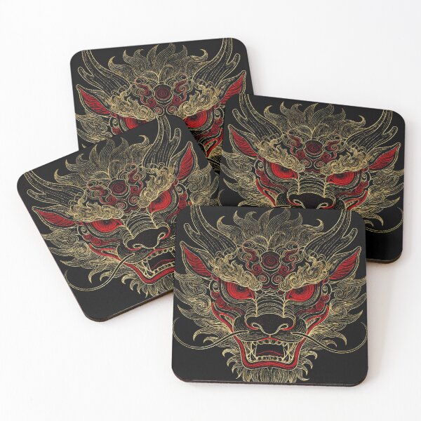 Item preview, Fierce Red-Eyed Golden Dragon Head Black Art designed and sold by zzz888.