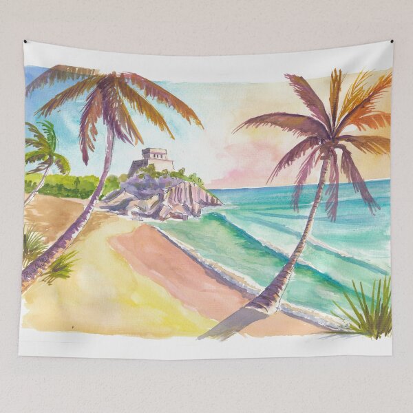 Item preview, Tulum Beach Paradise with Turquoise Waves and Palms designed and sold by artshop77.