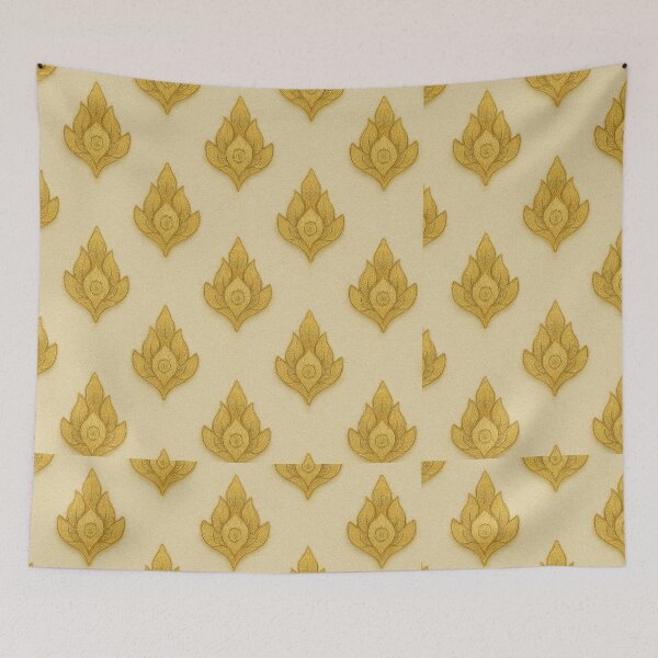 Item preview, Golden Thai Kanok Leaf Pattern – Elegant Traditional Floral Motif designed and sold by Sksticker991.