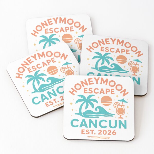 Item preview, Honeymoon Escape Cancun EST. 2026 – Tropical Sunset Logo for Newlyweds & Island Lovers designed and sold by Memorph.