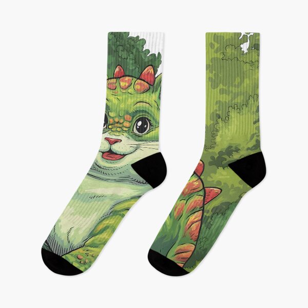 Item preview, cat dino Chubby Green Dino Cat Cute Fantasy Illustration designed and sold by Uglyandcute.