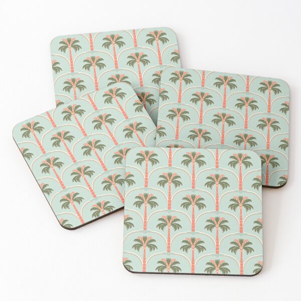Item preview, Art Deco Tropical Pattern • Flamingo Palm Tree Design • Retro Coastal Seamless Print designed and sold by baheeya.