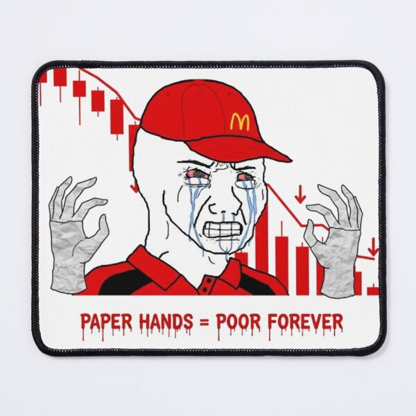 Item preview, Paper Hands Poor Forever Meme - Crying Trader Fast Food Worker - Crypto Panic Selling Warning (Wojak memecoin) designed and sold by FashionTraders.
