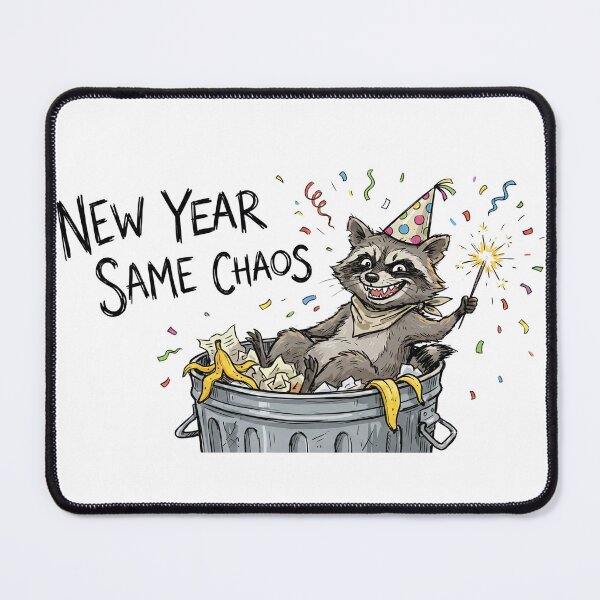 Item preview, New Year Same Chaos Funny Raccoon Trash Panda designed and sold by BKPrintDesing.