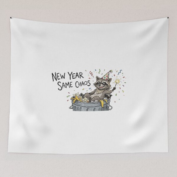 Item preview, New Year Same Chaos Funny Raccoon Trash Panda designed and sold by BKPrintDesing.