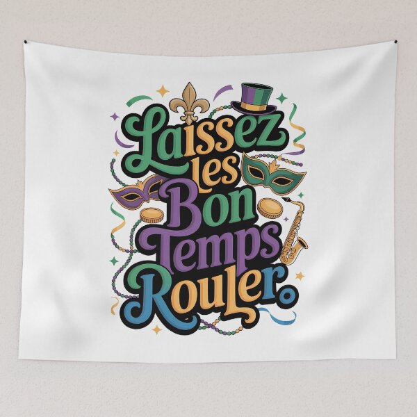 Aperçu de l'œuvre Laissez Les Bon Temps Rouler Masque Mardi Gras Perles Jazz Party Design créée et vendue par BernoNickel.