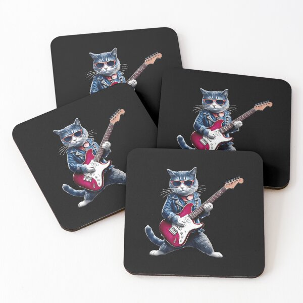 Item preview, Rock Cat Playing Guitar - Funny Guitar Cat designed and sold by LindaRuby1.