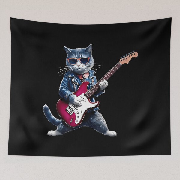 Item preview, Rock Cat Playing Guitar - Funny Guitar Cat designed and sold by LindaRuby1.