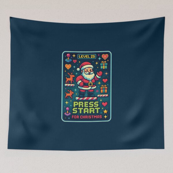 Item preview, Press Start for Christmas – Retro Gamer Santa Neon Pixel Art designed and sold by Glyph Lab.