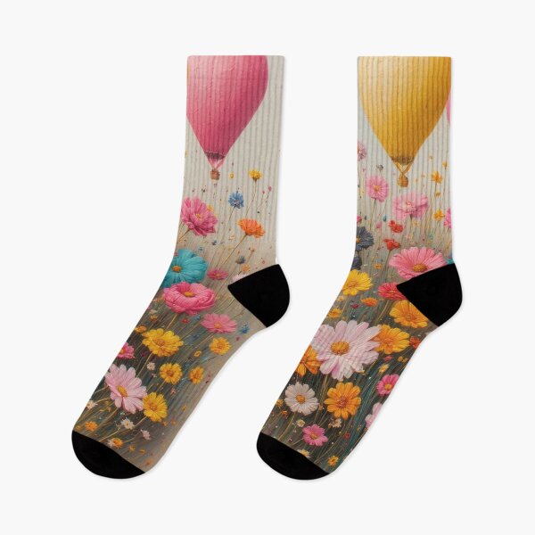 Item preview, Hot air balloons over a field of flowers (painting) designed and sold by Mianku | Für das Leben.