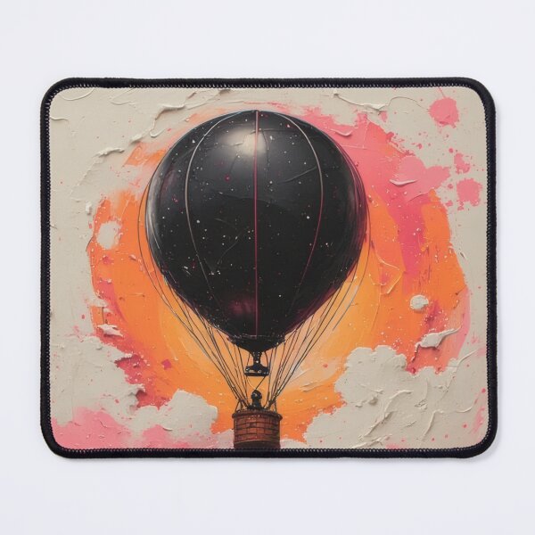 Item preview, Black and pink hot air balloon dreamscape art designed and sold by Mianku | Für das Leben.
