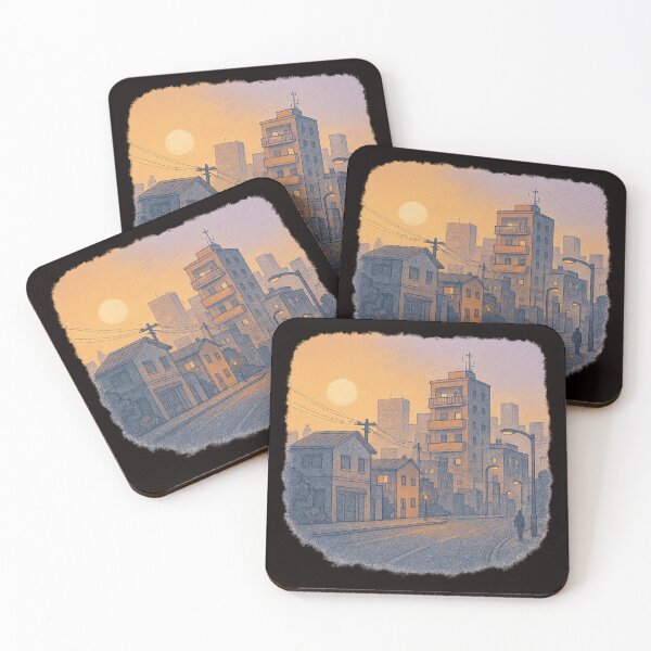 Item preview, Lofi Cityscape – Warm Retro Sunset Street Illustration designed and sold by Tadeusz1.