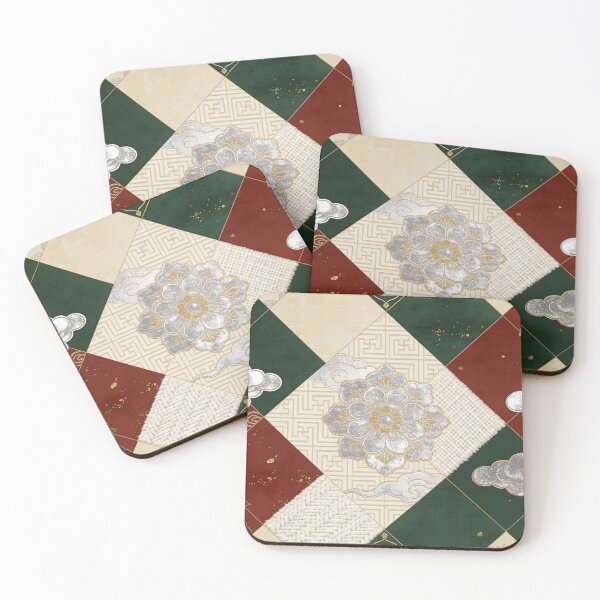 Item preview, Opulent Red Green & Gold Asian Floral Patchwork Pattern designed and sold by zzz888.