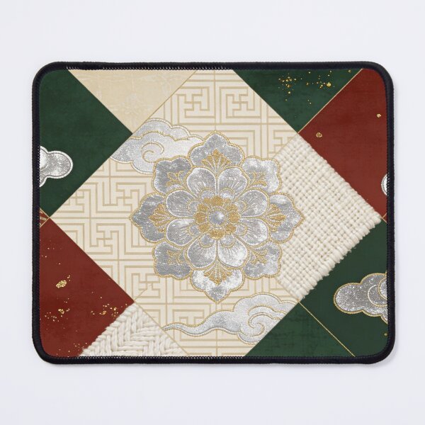 Item preview, Opulent Red Green & Gold Asian Floral Patchwork Pattern designed and sold by zzz888.
