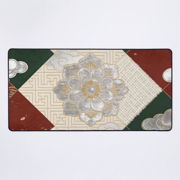 Item preview, Opulent Red Green & Gold Asian Floral Patchwork Pattern designed and sold by zzz888.