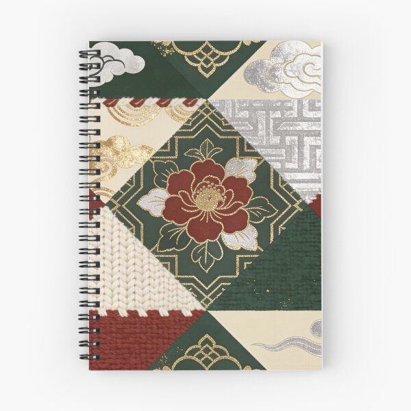 Item preview, Luxury Red Green & Gold Asian Peony Patchwork Pattern designed and sold by zzz888.