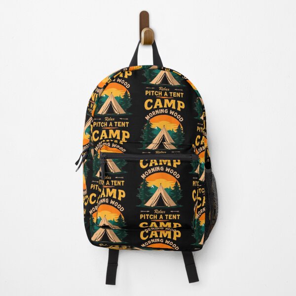 Item preview, Camp Morning Wood Slogan Pitch A Tent Camping Humor Retro designed and sold by TeresaLaurie.