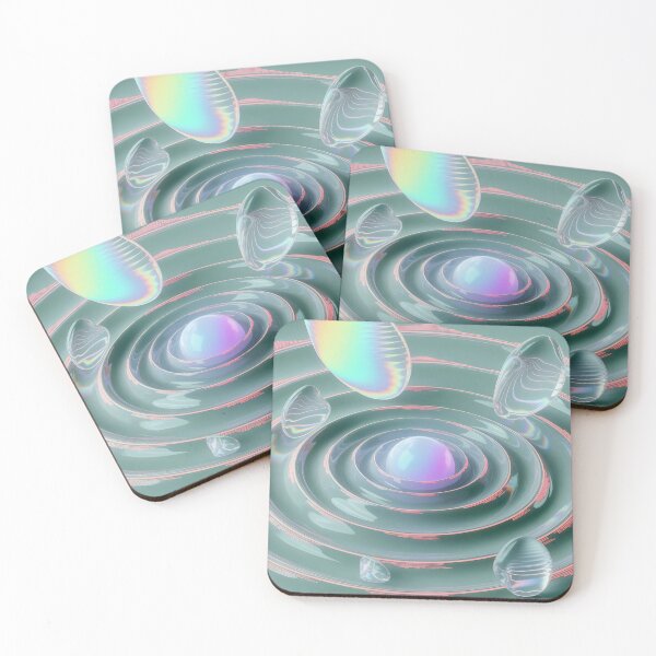 Item preview, ASMR-Inspired Digital Ripple Orb with Floating Iridescent Droplets and Pastel Code Patterns designed and sold by SplashTastic.