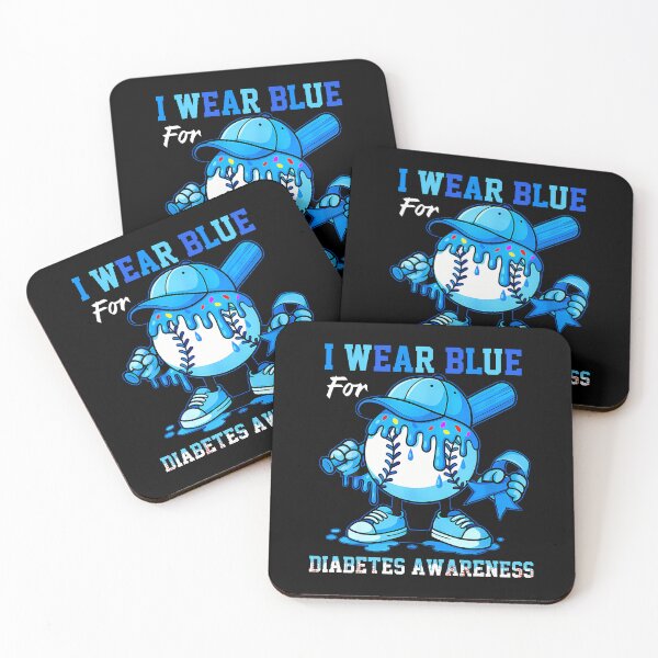 Item preview, I Wear Blue For Diabetes Awareness Baseball Drip Ribbon designed and sold by ToriKarla.