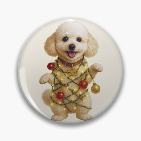 Item preview, Toffee Tangled in Christmas Lights – Cute Holiday Dog Art designed and sold by Mert Creates – Toffee & Rozi.